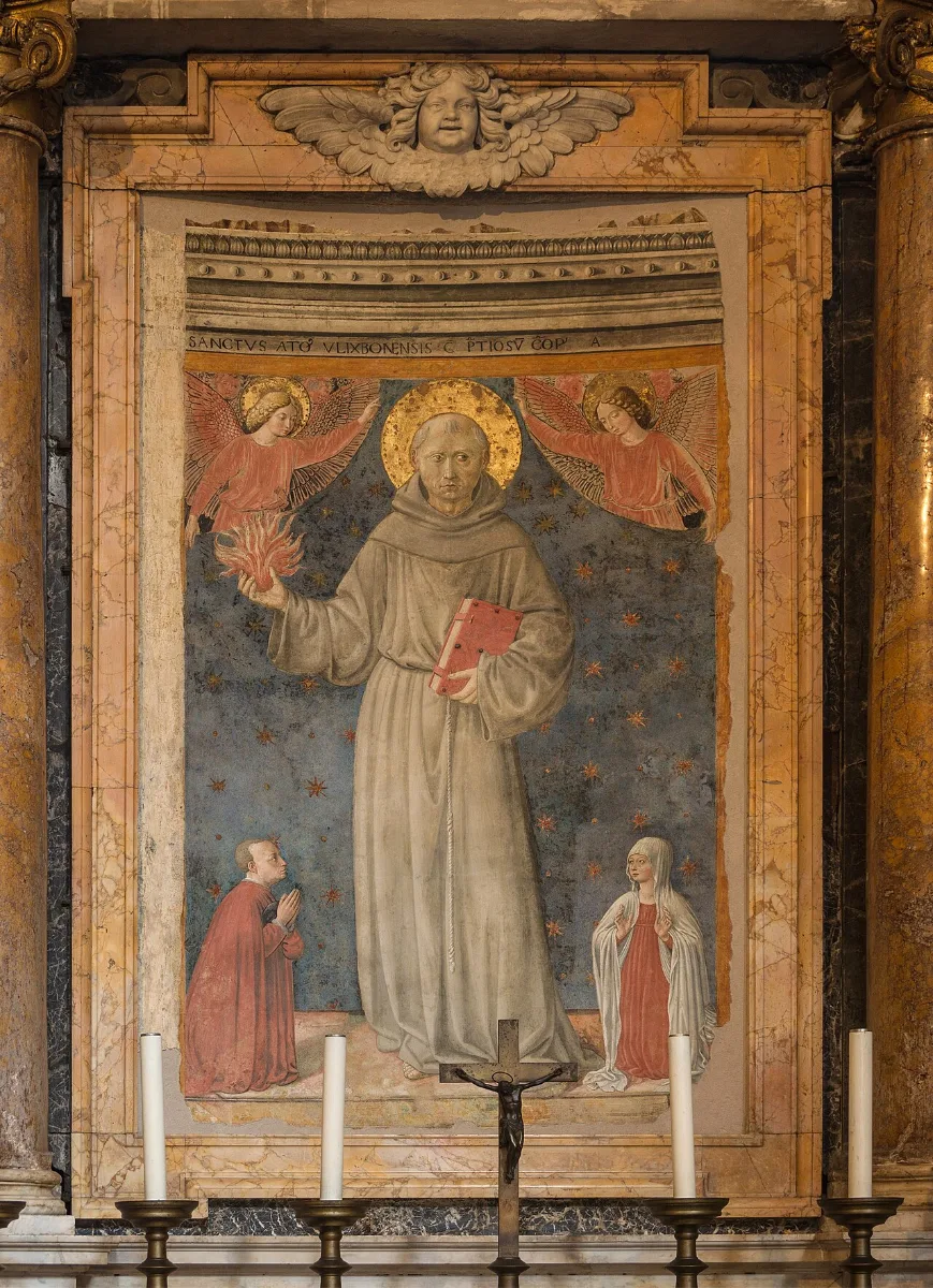 San Antonio de Padua, fresco de Benozzo Gozzoli en Santa Maria in Aracoeli de Roma (dominio público)