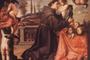 San Antonio de Padua abraza al Niño Jesús rodeado de ángeles, de Antonio de Pereda