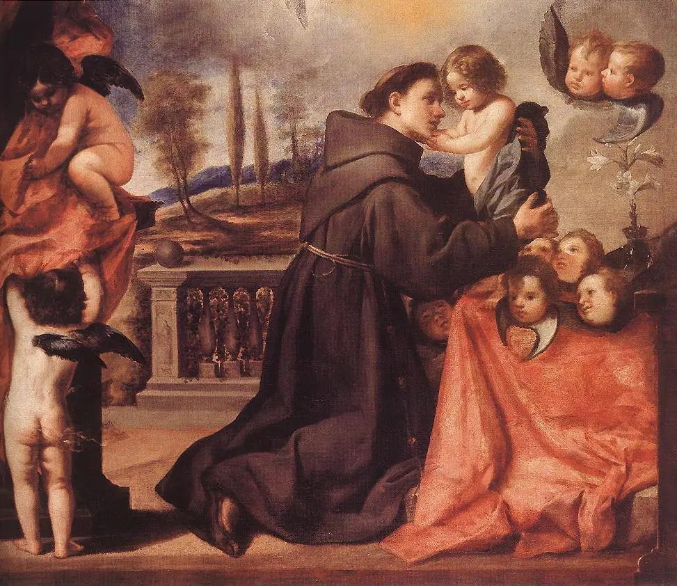 San Antonio de Padua abraza al Niño Jesús rodeado de ángeles, de Antonio de Pereda