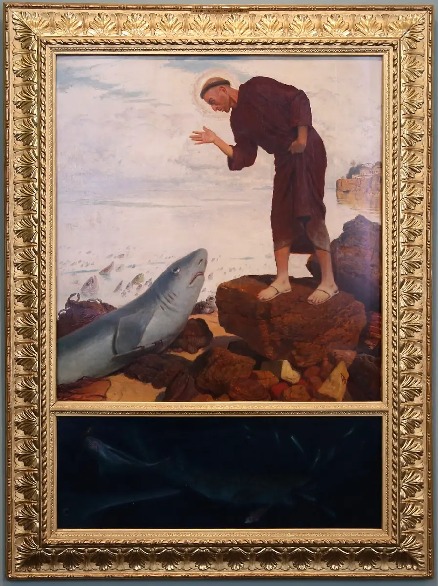 San Antonio predicando a los peces desde una roca, cuadro de Arnold Böcklin (1892)