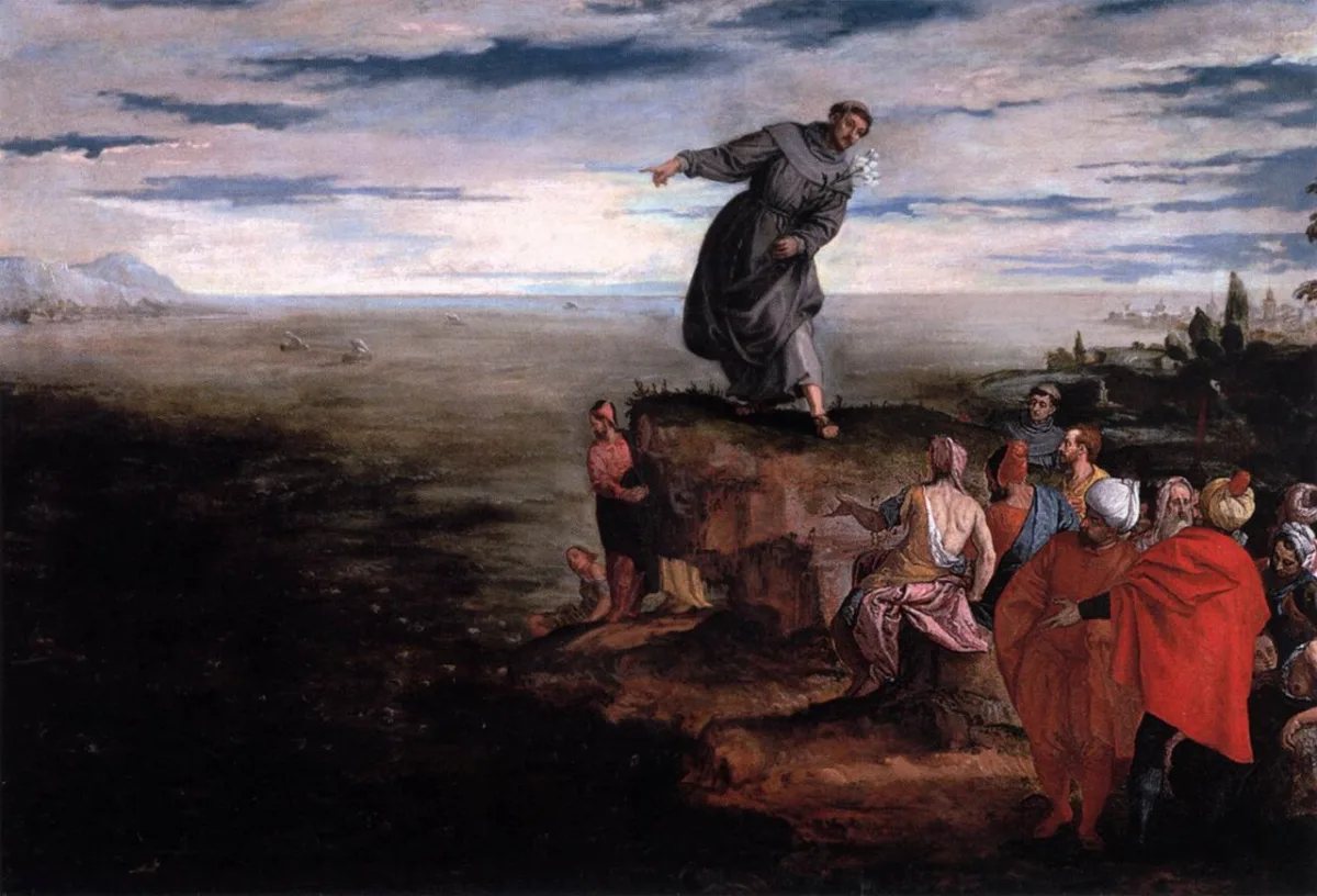 San Antonio de Padua predicando a los peces, pintura de Paolo Veronese