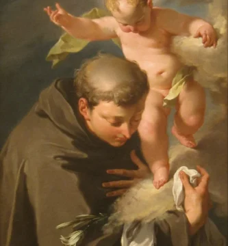 El Niño Jesús se aparece a San Antonio de Padua, pintura de Giovanni Battista Pittoni