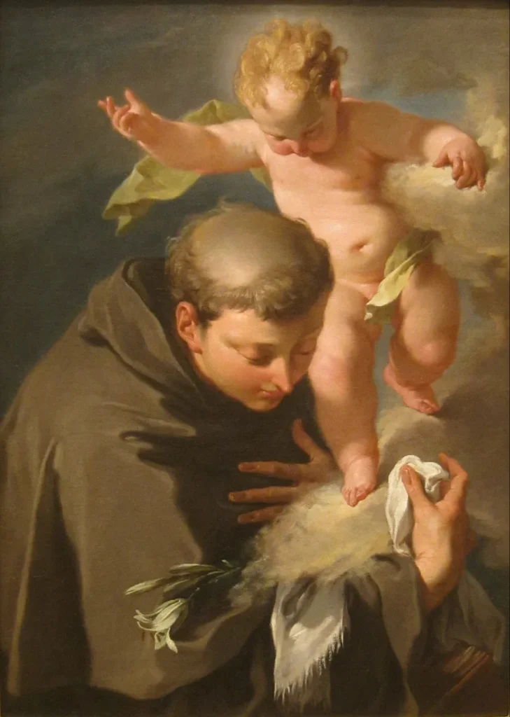 El Niño Jesús se aparece a San Antonio de Padua, pintura de Giovanni Battista Pittoni